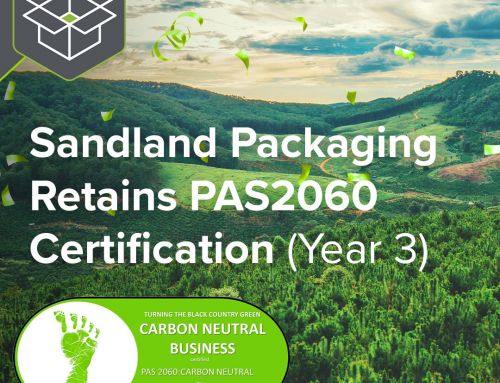 Sandland Packaging retains PAS2060 Carbon Neutral certification for the 3rd year running, reduced its full 3 scope Carbon Footprint by a total of 17.15%