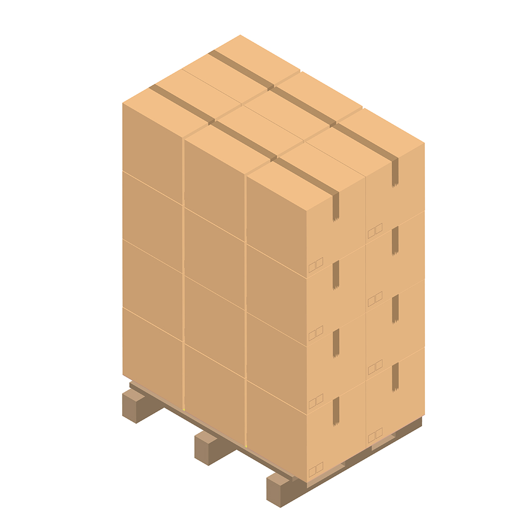 stock and serve cardboard packaging - bundle of boxes on pallet icon